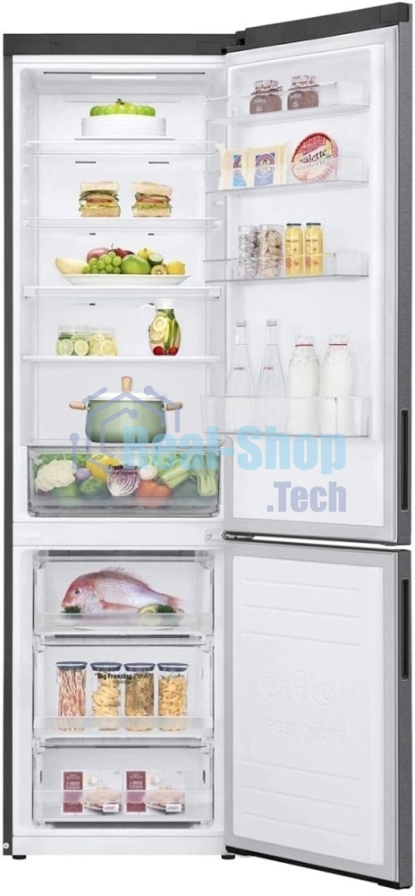 Холодильник LG GA-B509CLSL графитовый двухкамерный 277/107л морозилка снизу, No Frost