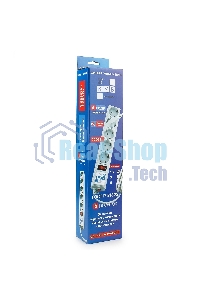 Сетевой фильтр POWER CUBE 1,9 м.* 5 розеток, серый