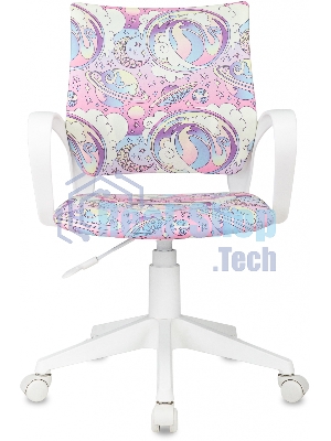 Кресло детское Бюрократ BuroKIDS 1 W мультиколор луна розовая крестов. пластик пластик белый