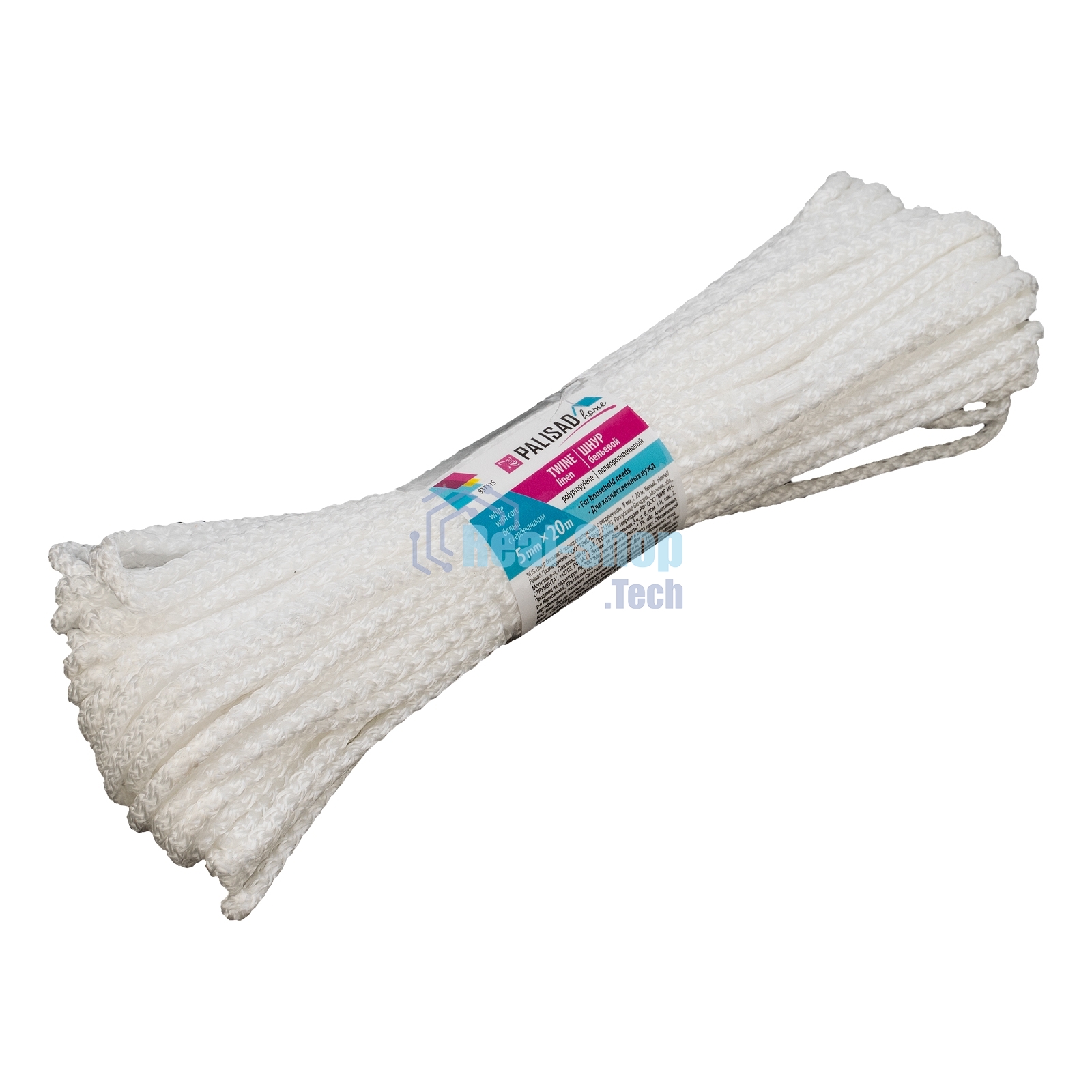 Шнур бельевой полипропиленовый с сердечником, 5 мм L 20 м, белый, HomePalisad