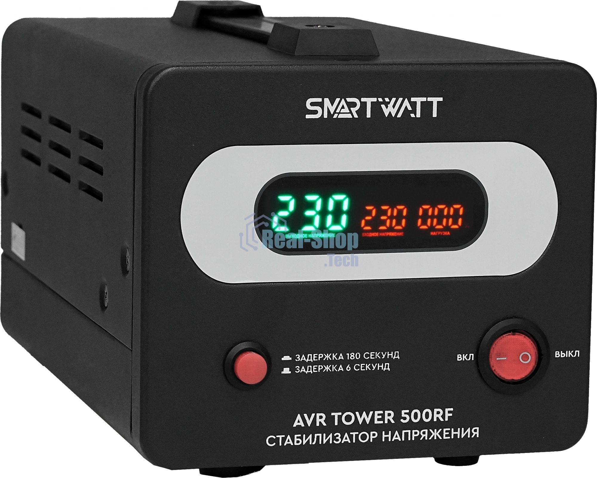 Напольный стабилизатор напряжения SMARTWATT AVR TOWER 500RF (140W - 260W, 500VA, 0.5 кВт, 50-60 Гц, розеток - 1, LED-дис