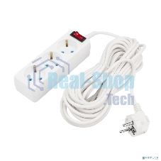 Удлинитель PROconnect 3 гнезда, 10 м, 3х0.75 мм², с/з, с кнопкой, белый