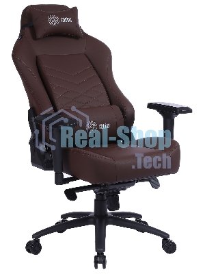 Кресло игровое Cactus CS-CHR-0112BR коричневый, сиденье коричневый, эко.кожа, с подголов. крестовина металл, пластик черный