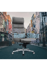 Кресло руководителя Cactus CS-LGR-DUBLIN темно-серый, сиденье темно-серый, кожа, крестов. алюминий