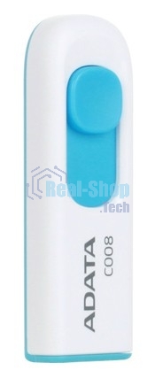Флешка USB ADATA C008 (AC008-32G-RWE), 32Gb, USB 2.0, R/W 15/5, белый/синий