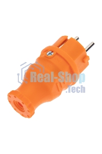 Вилка Rexant прямая влагозащищенная, c/з, 16 А, IP44, каучук оранжевая