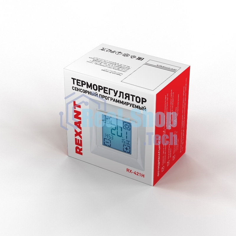 Терморегулятор сенсорный программируемый Rexant RX-421H, бежевый, совместим с Legrand серии Valena