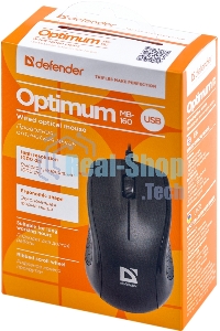 Мышь проводная Defender Optimum MB-160 черный, 1000 dpi, USB, кнопки - 3
