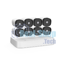 Комплект видеонаблюдения K8P-4TR с PoE на 8 каналов: видеорегистратор PoE HD и 8 цилиндрических камер PoE HD