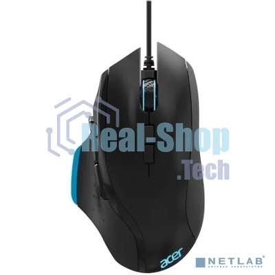 Мышь проводная Acer OMW123 черный, 6400 dpi, USB, кнопки - 8