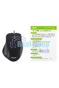 Мышь проводная Acer OMW120 черный, 2000 dpi, USB, кнопки - 6