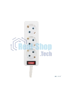 Удлинитель PROconnect 3 гнезда, 10 м, 3х0.75 мм², с/з, с кнопкой, белый