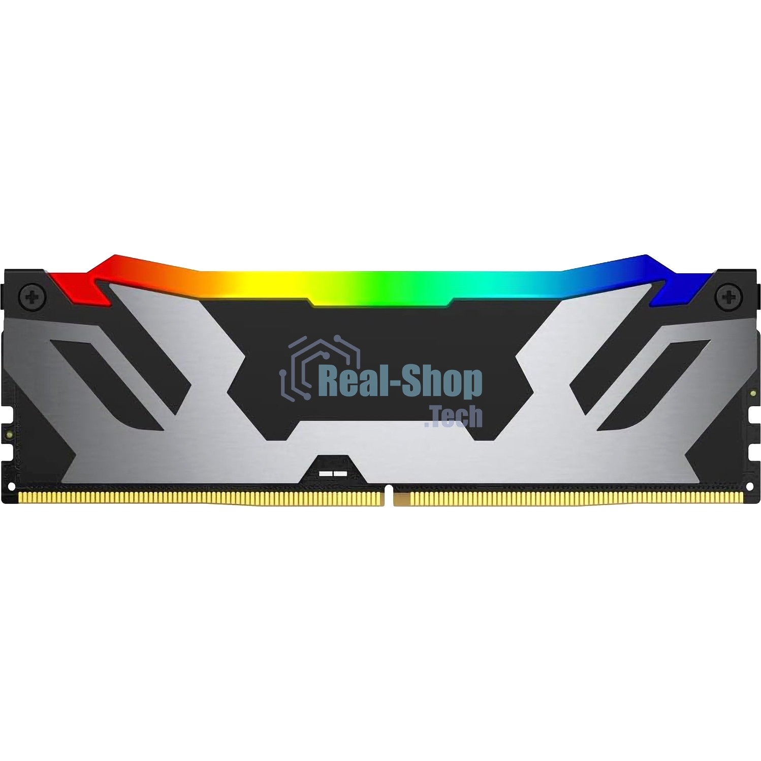 Оперативная память Kingston Fury Renegade, DDR5, 32Gb (1x32Gb), 6400MHz, CL32, DIMM, радиатор, RGB, серебристый/черный