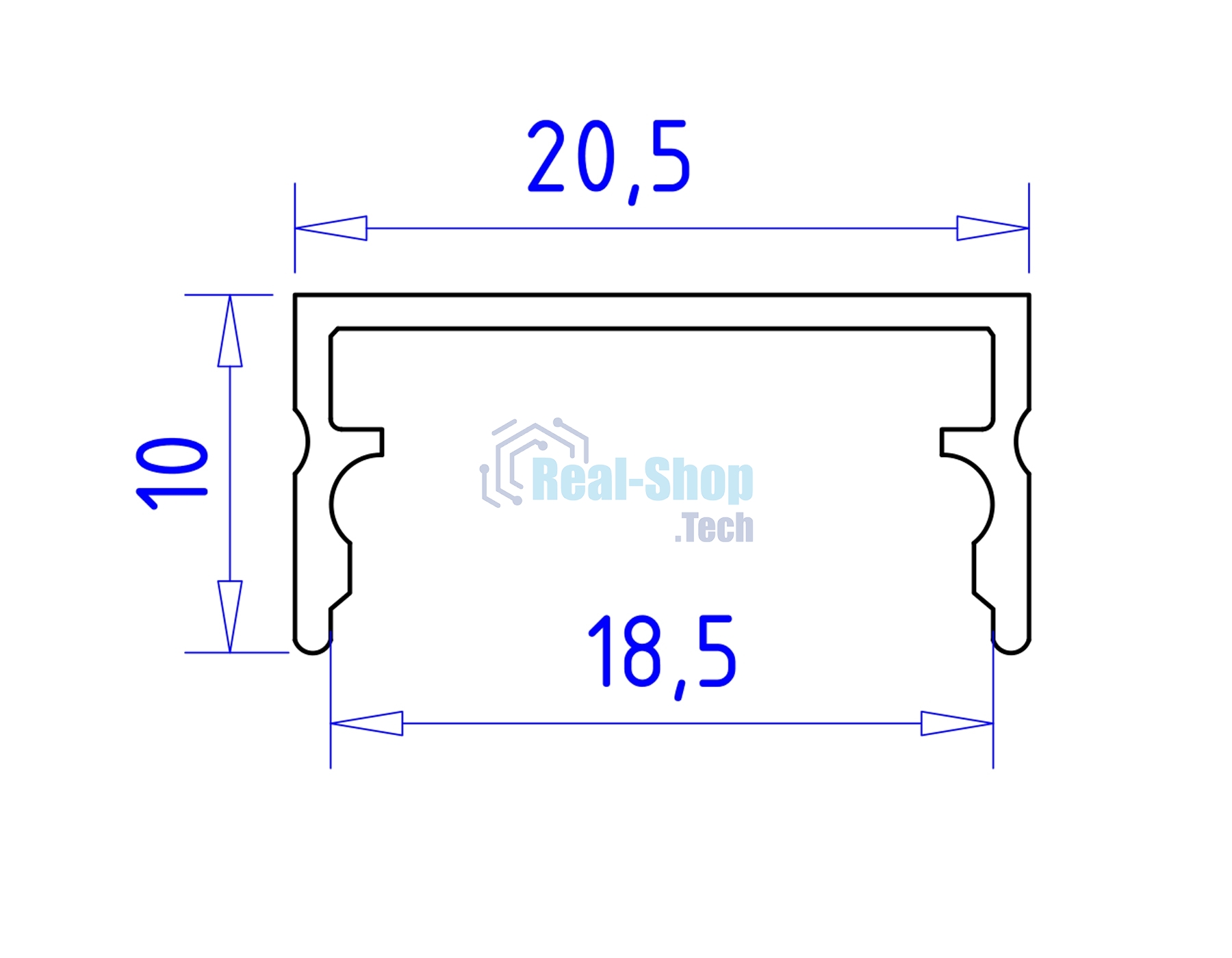 Алюминиевый профиль Ambrella light GP2001AL серебро 2000*20.5*10