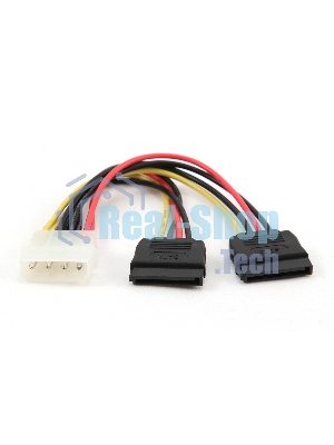 Кабель Cablexpert Кабель питания SATA CC-SATA-PSY-0.3M, 30 см, molex 4pin/2x sata15pin, на 2 устр., пакет
