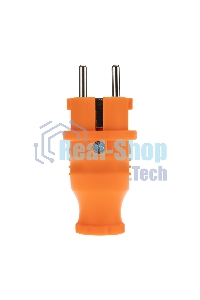 Вилка Rexant прямая влагозащищенная, c/з, 16 А, IP44, каучук оранжевая