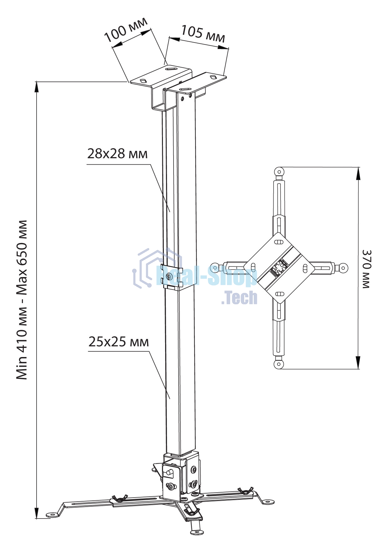 Кронштейн для проектора Cactus CS-VM-PRE01-WT белый макс.20кг настенный и потолочный поворот и наклон