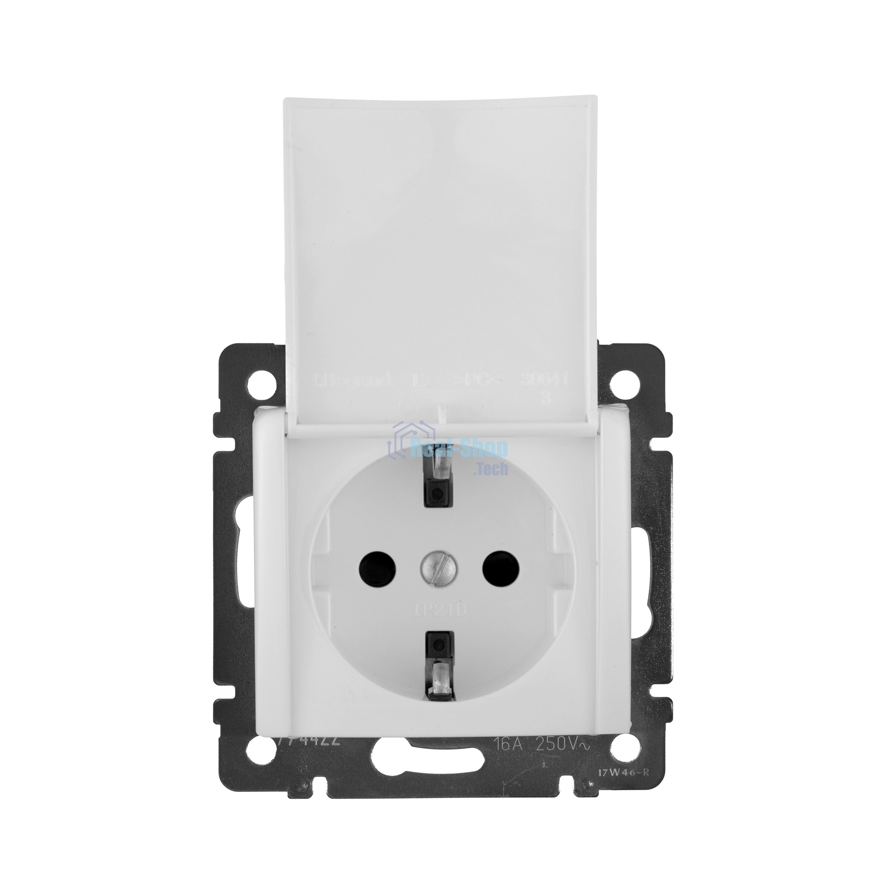 Розетка Valena с заземлением с крышкой (белая)