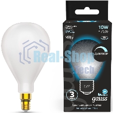 Лампа cветодиодная Gauss Filament А160 10W 890lm 4100К Е27 milky диммируемая LED