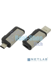 Флешка USB Sandisk DDC2 Ultra Dual (SDDDC2-032G-G46), 32Gb, USB 3.0/USB 3.1 Type C, R/W 150/30, серый/черный