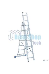 Лестница Сибртех, 3 х 7 ступеней, алюминиевая, трехсекционная