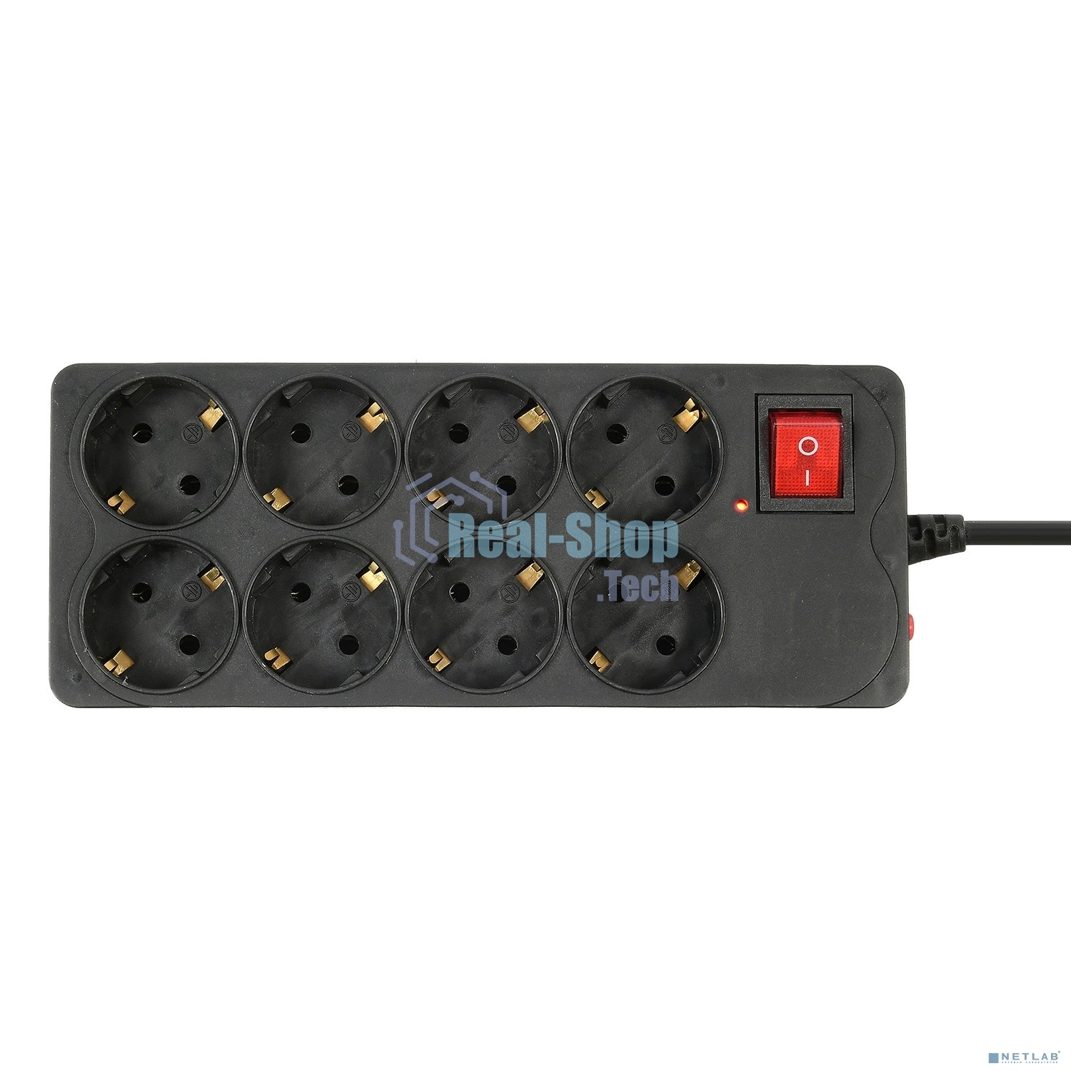 Сетевой фильтр Buro 800SH-1.8-B 1.8 м (8 розеток) черный (коробка)