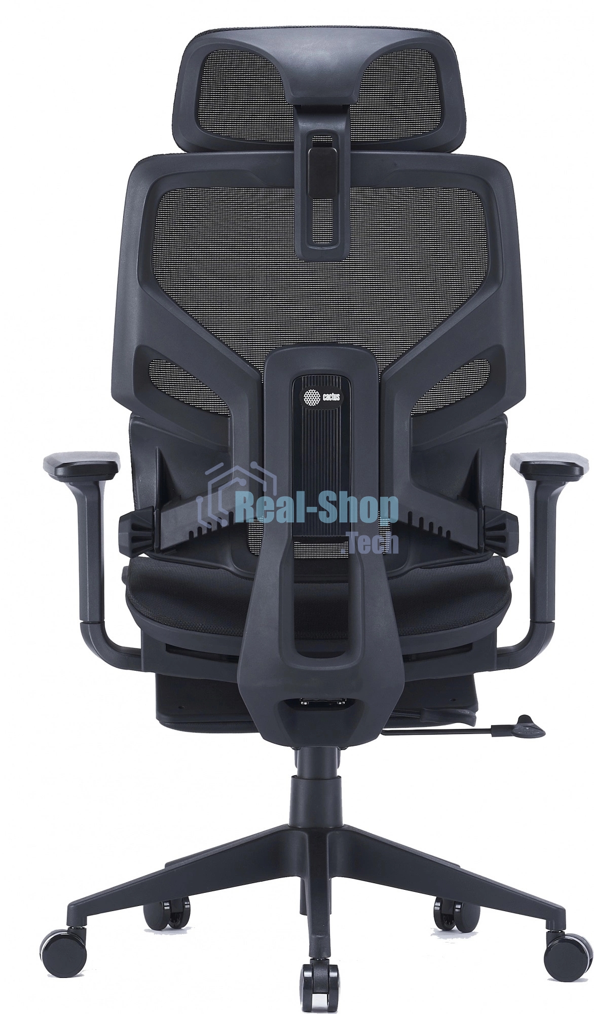 Кресло компьютерное Cactus CS-CHR-MC01-BK черный, сетка, эко.кожа, с подголов. крестов. пластик