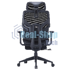 Кресло компьютерное Cactus CS-CHR-MC01-BK черный, сетка, эко.кожа, с подголов. крестов. пластик