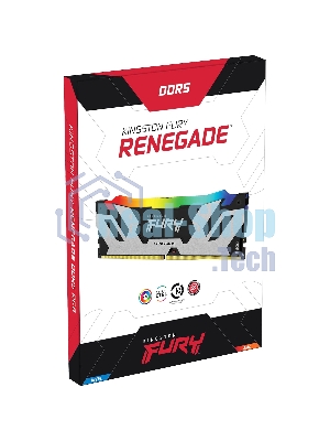 Оперативная память Kingston Fury Renegade, DDR5, 32Gb (1x32Gb), 6400MHz, CL32, DIMM, радиатор, RGB, серебристый/черный