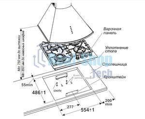 Встраиваемый стол ПВГ 2232-01 P152