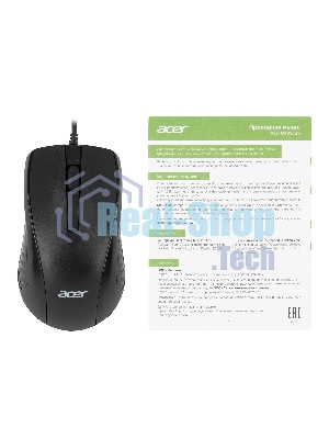 Мышь проводная Acer OMW136 черный, 1200 dpi, USB, кнопки - 3