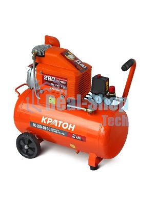 Компрессор КРАТОН AC-280-40-D Dпрямой 220В 2000Вт 280л/мин ресивер40л 32кг