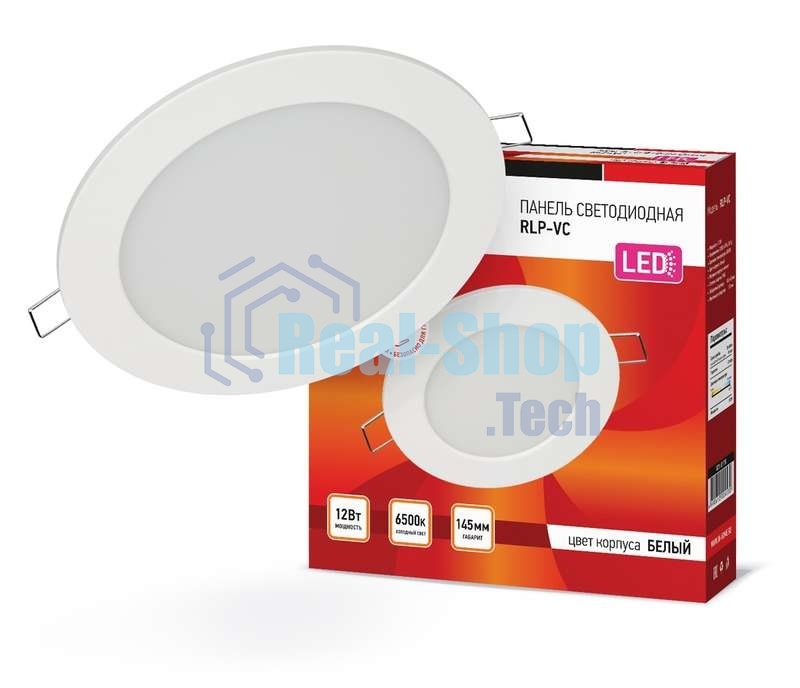 Светильник светодиодный RLP-VC 12Вт 230В 6500К 960лм 145мм IP40 панель круглая бел. IN HOME 4690612024530