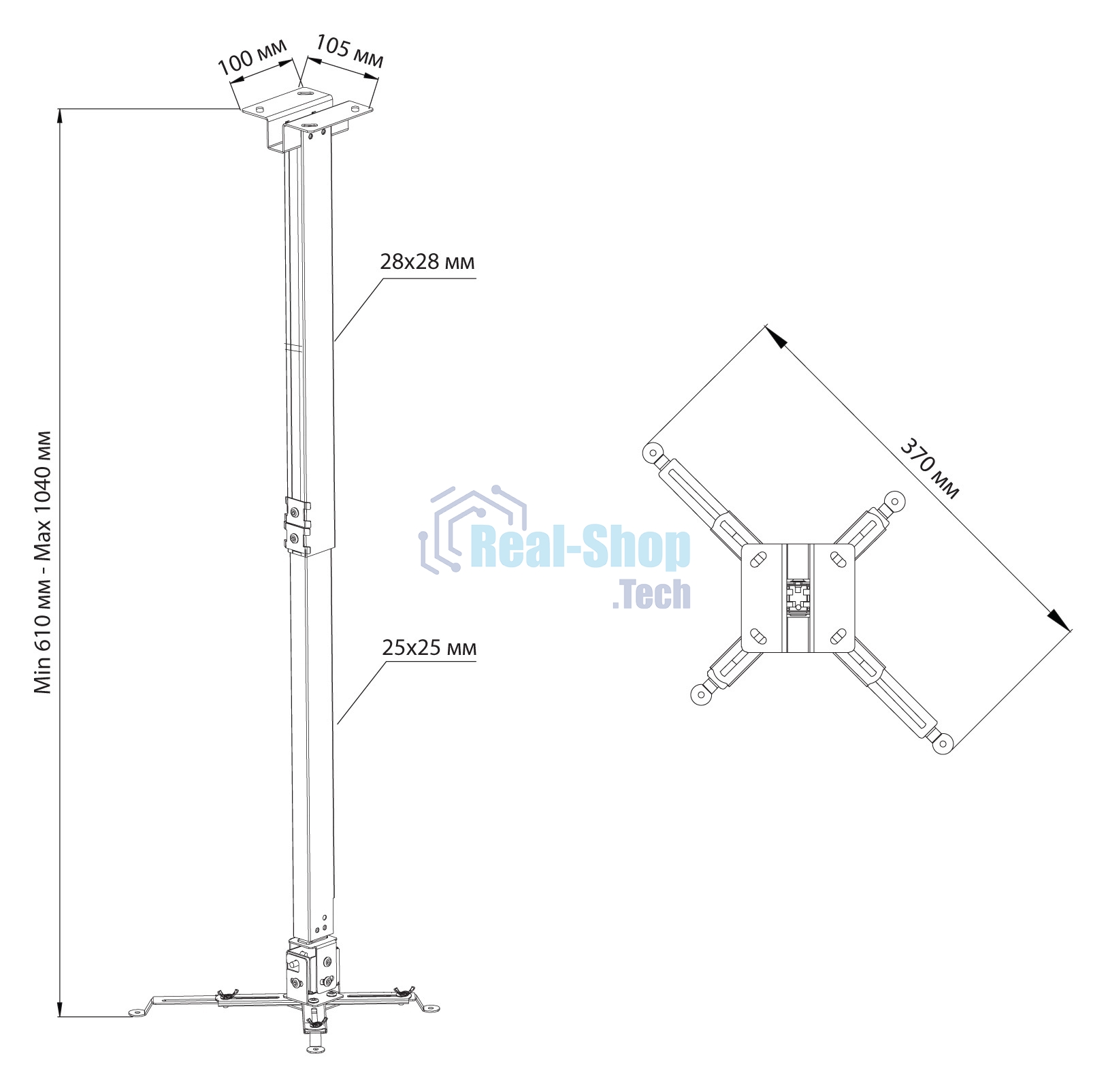 Кронштейн для проектора Cactus CS-VM-PRE02-WT белый макс.23кг настенный и потолочный поворот и наклон