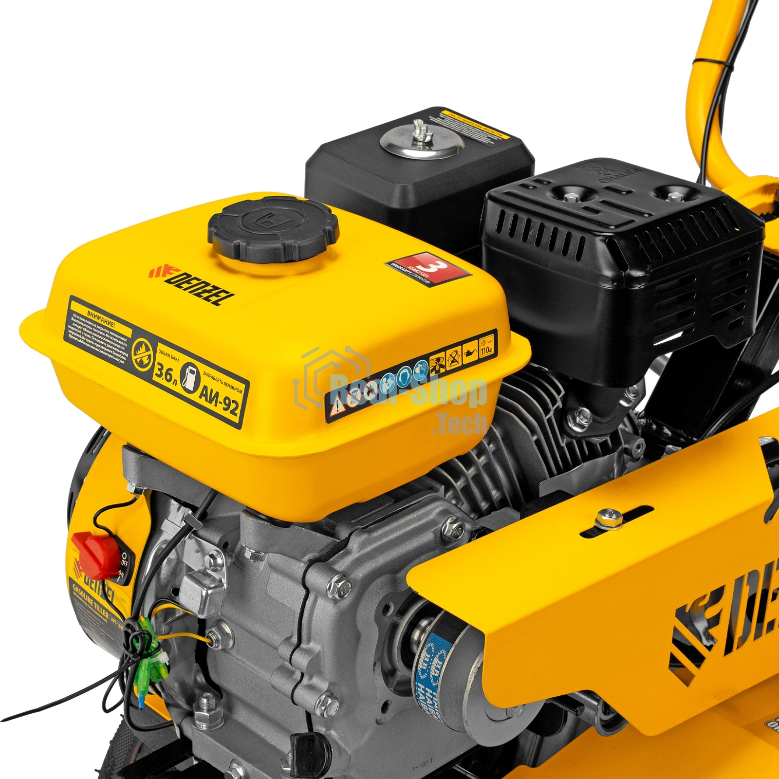 Мотоблок Denzel DPT-170S, 7 л.с., ремен.сцеп, фрез 3х4, ШОМ, передачи 2В/1Н