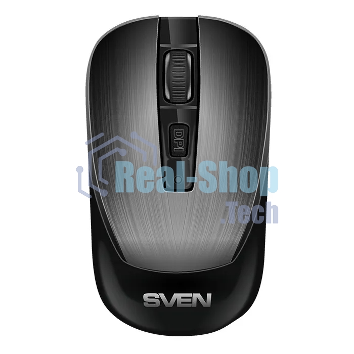 Мышь беспроводная SVEN RX-380W серый металлик, 1600 dpi, радиоканал, USB, кнопки - 4