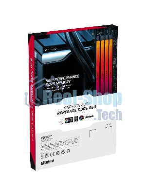 Оперативная память Kingston Fury Renegade, DDR5, 32Gb (1x32Gb), 6400MHz, CL32, DIMM, радиатор, RGB, серебристый/черный