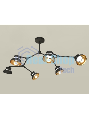 Светильник Ambrella light XB9056101/6 SBK/PYG/CL черный песок/золото желтое полированное/прозрачный GX53 (C9056, N8145)