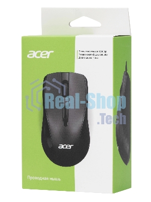 Мышь проводная Acer OMW136 черный, 1200 dpi, USB, кнопки - 3