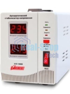 Стабилизатор напряжения Powerman AVS-D Voltage Regulator 1000VA, Digital Indication, 2x Schuko Outlets, 1m Power Cord, 230V, 1 year warranty, белый