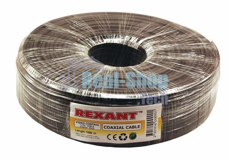 Кабель Rexant ККСВ-П+2х0,5 мм (бухта 100 м) черный