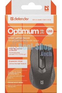 Мышь проводная Defender Optimum MB-270 черный, 1000 dpi, USB, кнопки - 3