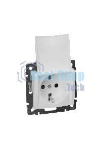 Розетка Valena с заземлением с крышкой (белая)