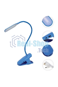 Светильник настольный Rexant Click 4Вт, LED, 4000К, диммируемый 3 ступени, заряжаемый, на прищепке, синий