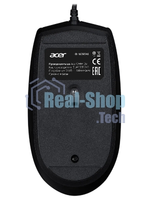Мышь проводная Acer OMW126 черный, 1200 dpi, USB, кнопки - 3