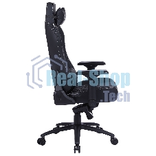 Кресло игровое Cactus CS-CHR-0112BL черный, сиденье черный, эко.кожа, с подголов. крестовина металл, пластик черный