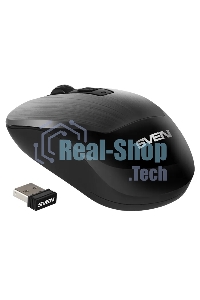 Мышь беспроводная SVEN RX-380W серый металлик, 1600 dpi, радиоканал, USB, кнопки - 4