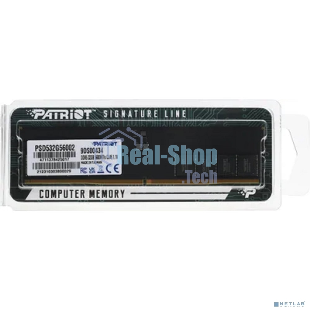 Оперативная память Patriot Signature, DDR5, 32GB (1x32 GB), 5600 MHz, CL46, DIMM