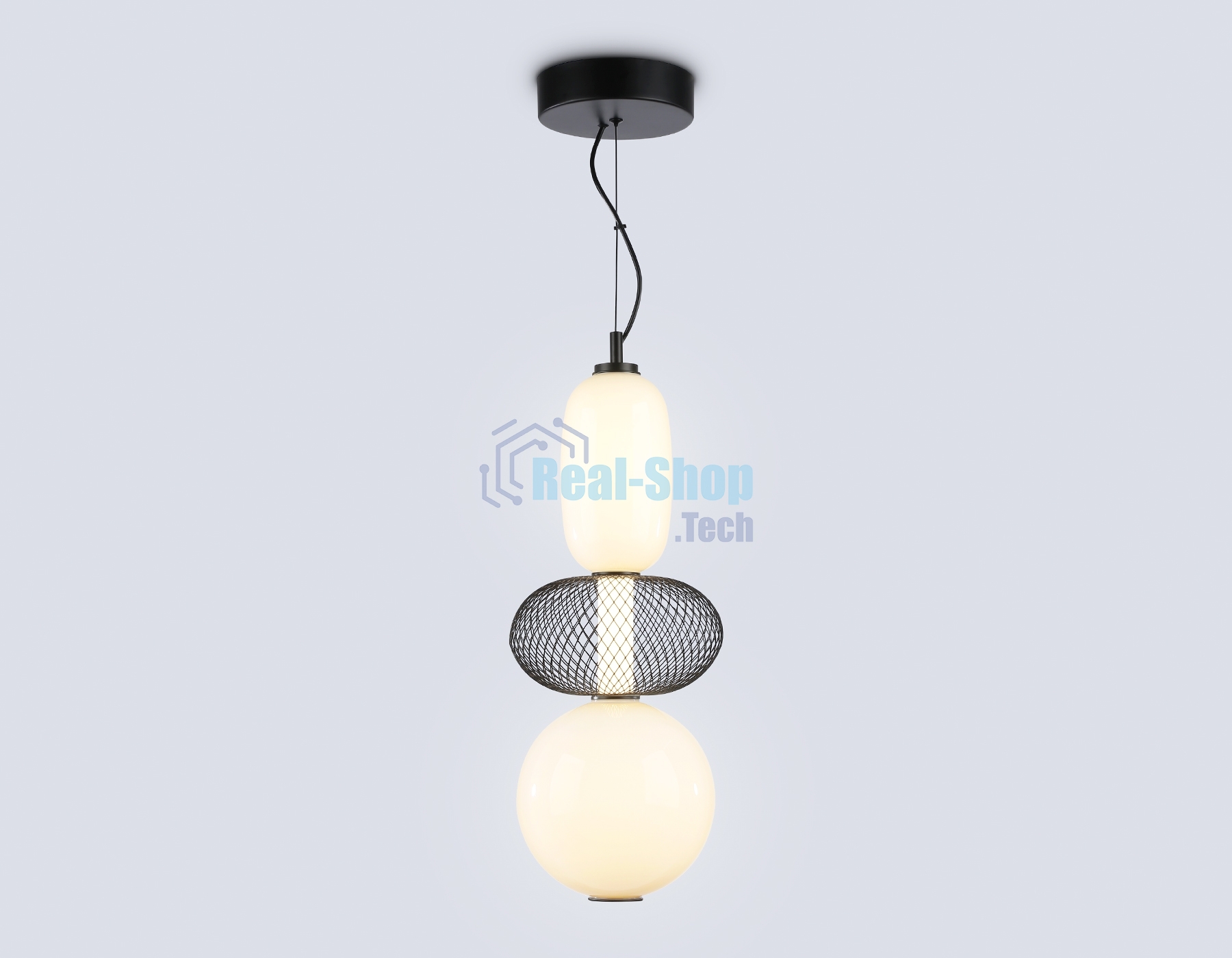 Подвесной светодиодный светильник Ambrella light LH11008 BK/FR черный/белый матовый 24W 3000K D220*570