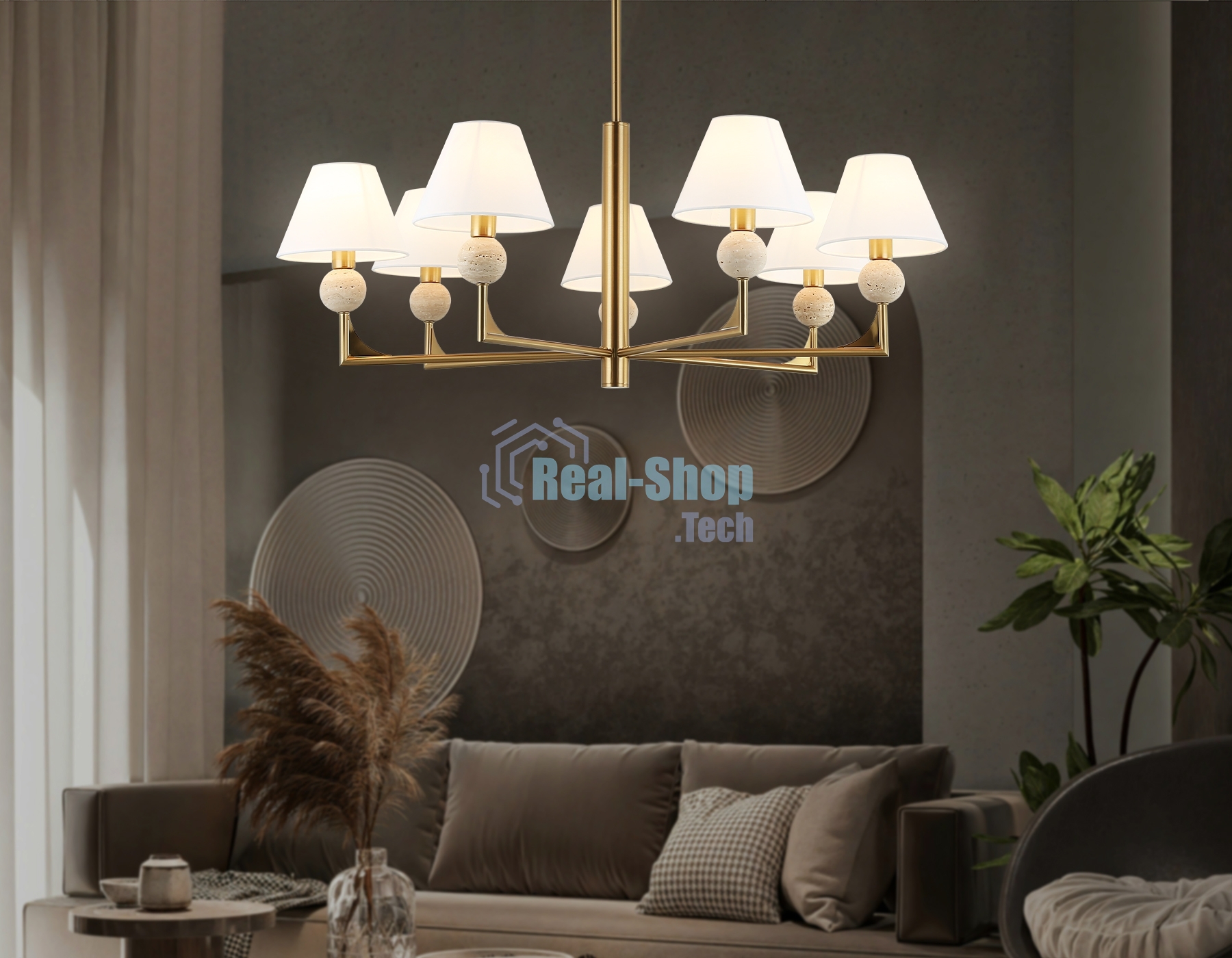 Люстра Ambrella light LH75162/7 BS/FR латунь/белый матовый E14*7 max 40W D890*580